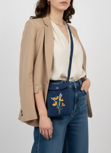 کیف دوشی طرح گل آفتابگردان