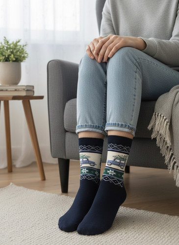 جوراب ساق بلند طرح دار